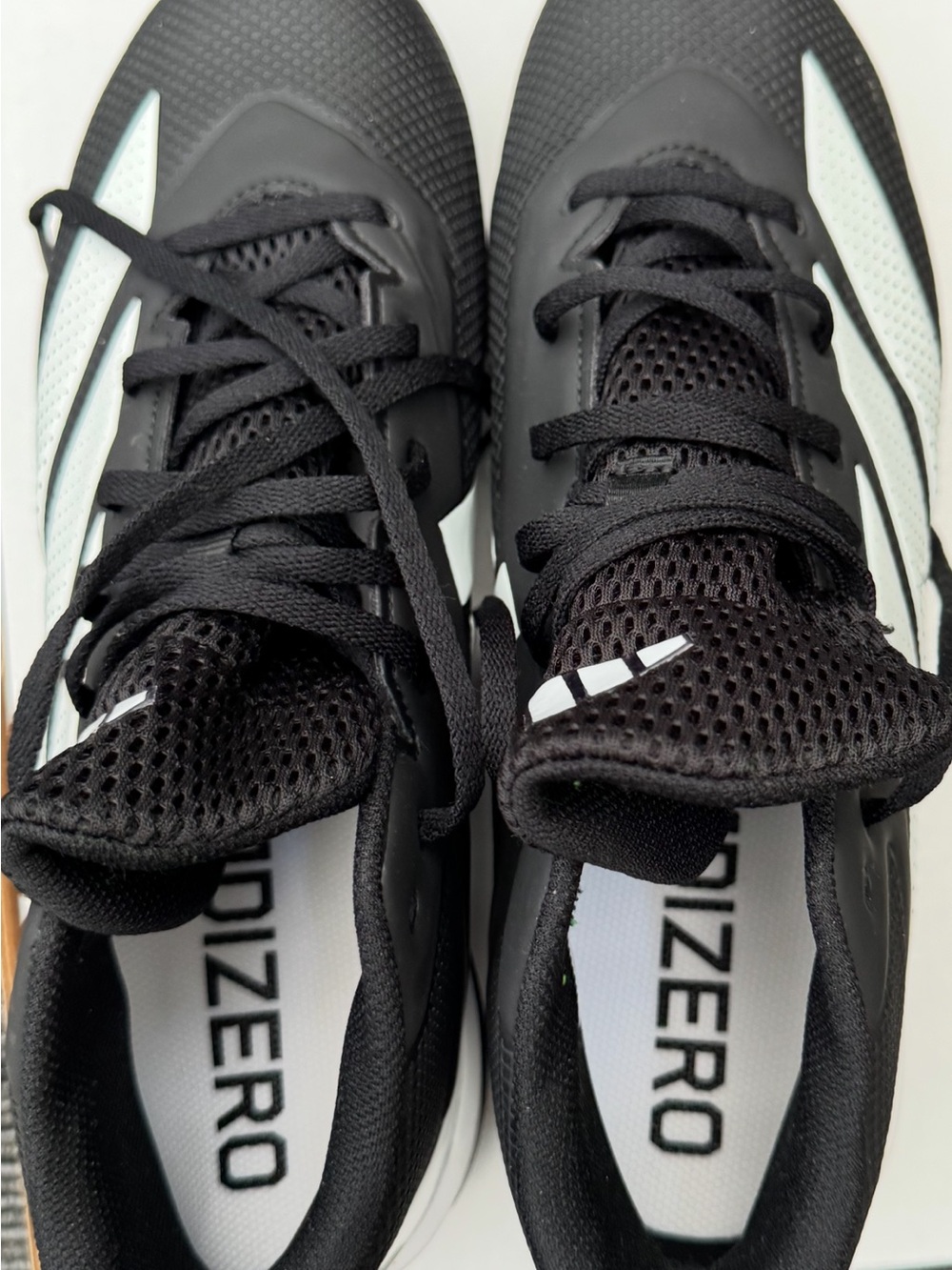 adidas Black and White Adizero Athletic Cleats - Picture 3 of 4